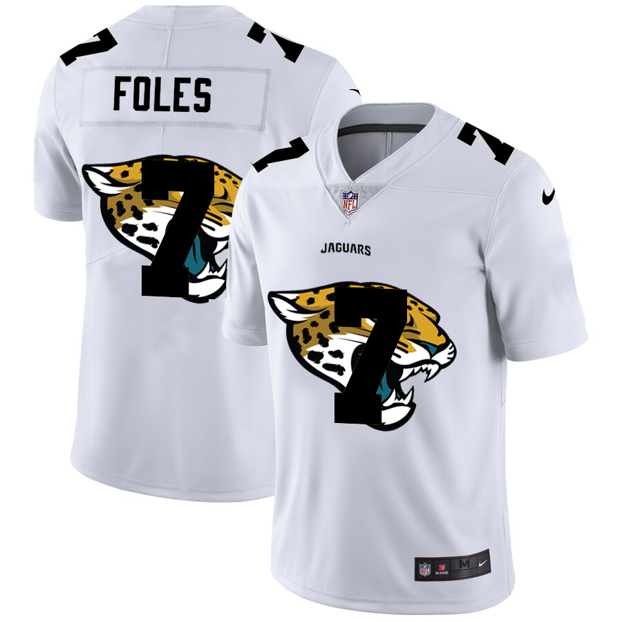 Men Nike Jacksonville Jaguars #7 Nick Foles White   Team Logo Dual Overlap Limited NFL Jersey